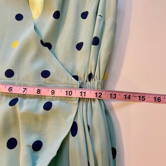 Anthropologie Maple Across The Land Wrap Dress Polka Dot Blue Yellow - Size 2/4 - Picture 11 of 14